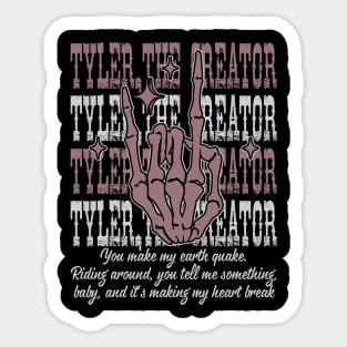 You make my earth quake. Riding around, you tell me something, baby, and it's making my heart break Cowboy Boots Hat Country Skull Sticker